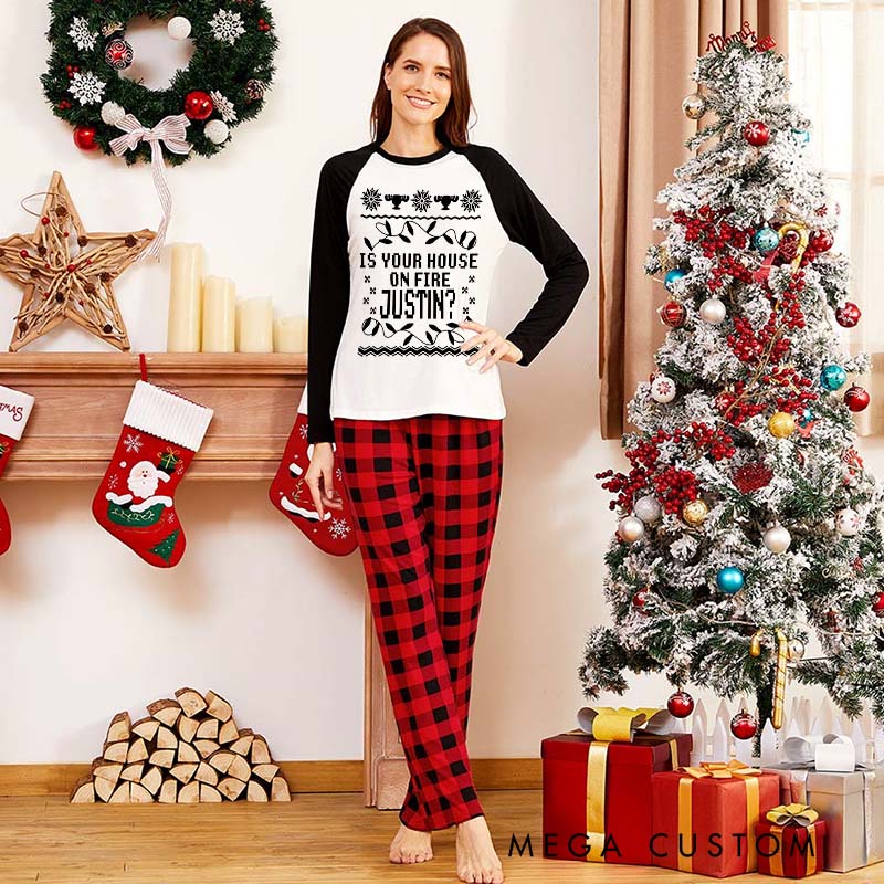 Personalized Couple Is Your House on Fire and Those Are Christmas Lights Pajamas Christmas Matching Pjs for Husband Wife Boyfriend Girlfriend