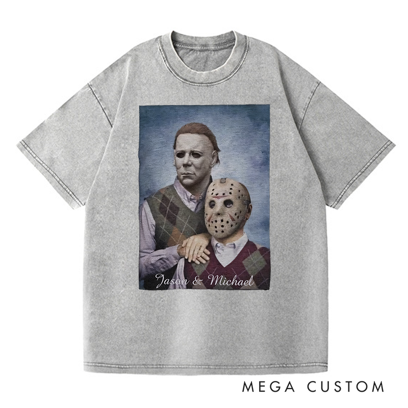 Personalized Retro the Step Brothers Movie Washed T-Shirts Horror Spooky Movies Tshirt Film Fan Shirt Halloween