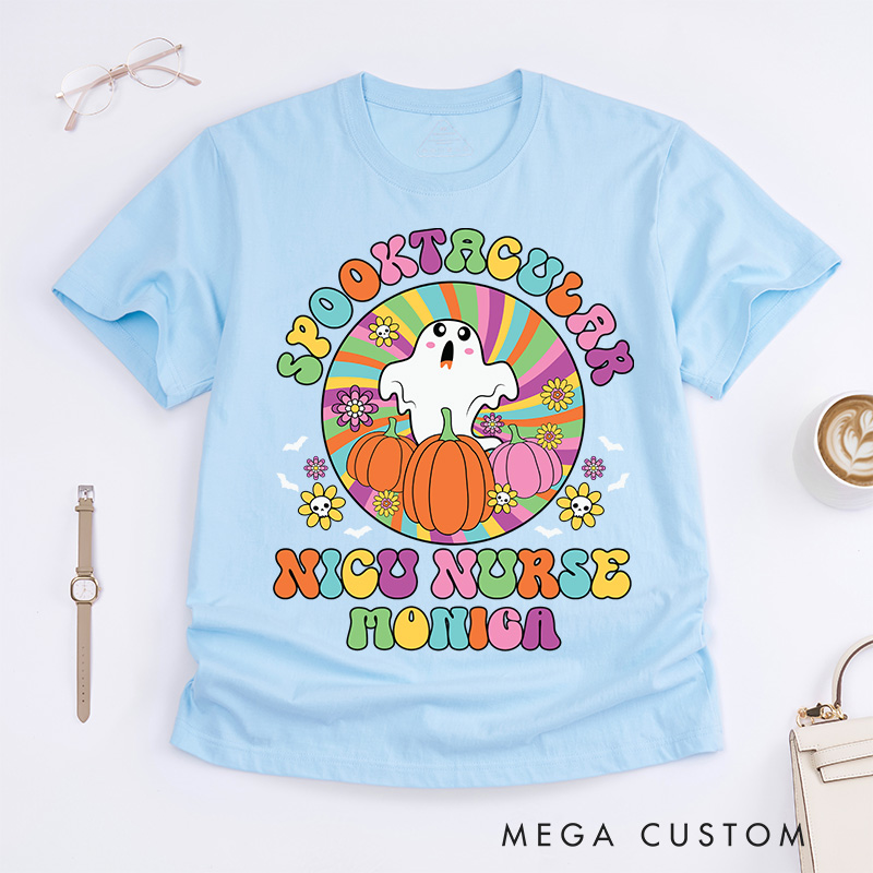 Personalized Nurse T-Shirts Spooktacular NICU Nurse Fashion Design T-Shirts Nurse Halloween Gifts