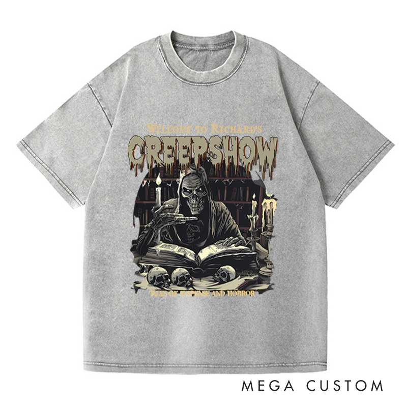 Personalized Retro Your Creepy Show Horror Movie Washed T-Shirts Horror Spooky Movies Tshirt Film Fan Shirt Halloween