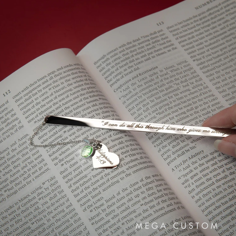 Personalized Bible Bookmark with Birthstone Birthday Christmas Bible Verse Religious Best Gift for Christians