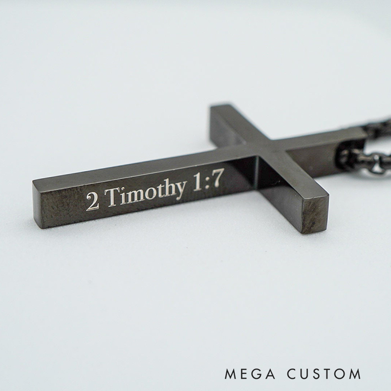 Personalized Cross Scripture Pendant Necklace for Men Religious Jewelry Christian Bible Verse Gift for Him