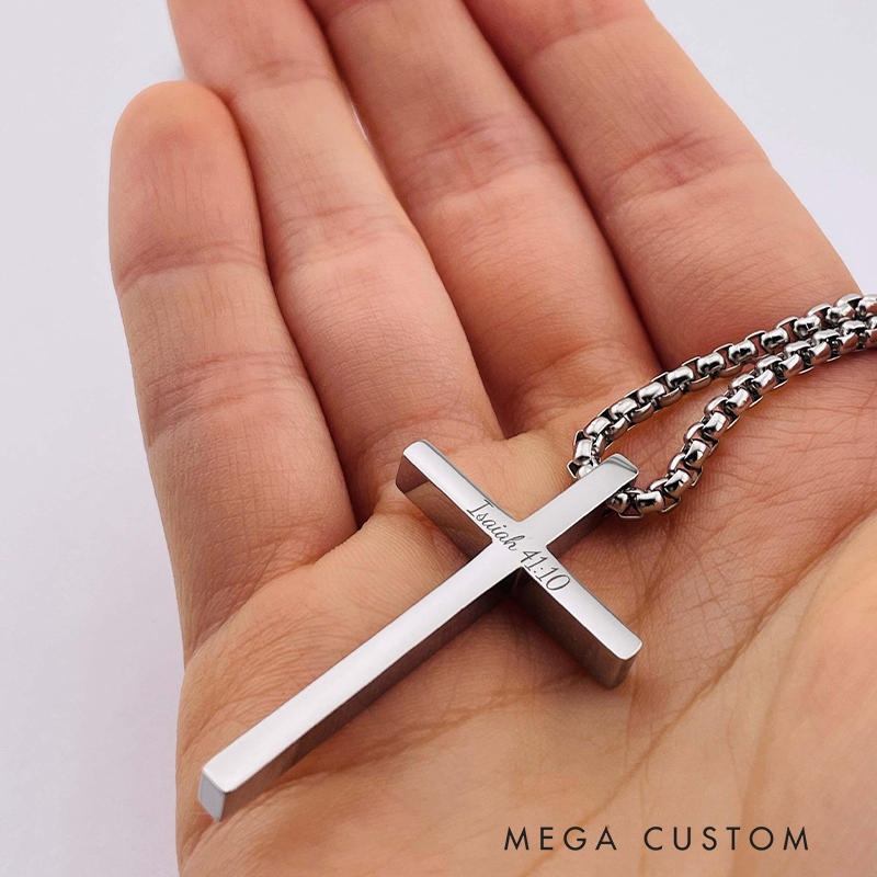 Personalized Cross Scripture Pendant Necklace for Men Religious Jewelry Religious Gift Christian Gift for Him