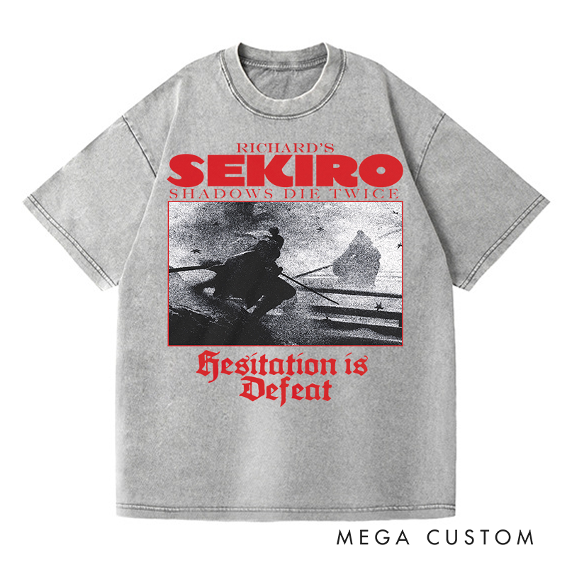 Personalized One Armed Wolf Japanese Game Washed T-Shirts Video Game Tshirt Die Twice Shirt Halloween