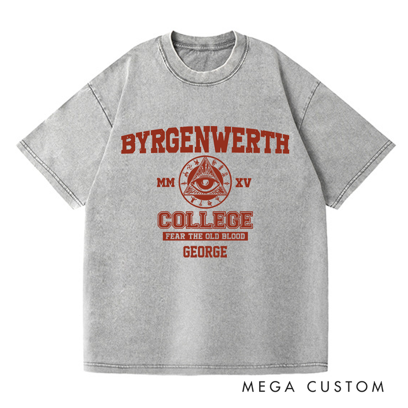 Personalized Byrgenwerth College Gothic Game Washed T-Shirts Video Game Tshirt Nightmare Hunter Shirt Halloween