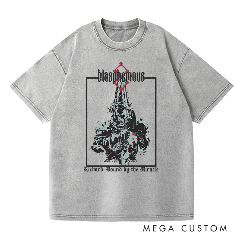 Personalized Blasphemous Gothic Game Washed T-Shirts Video Game Tshirt Nightmare Hunter Shirt Halloween