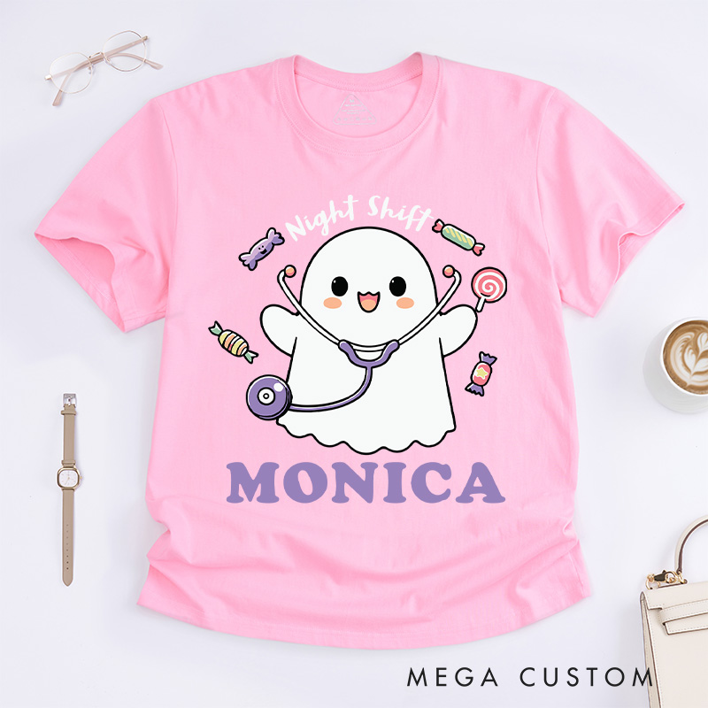 Personalized Nurse T-Shirts Night Shift Design T-Shirts Nurse Halloween Gifts