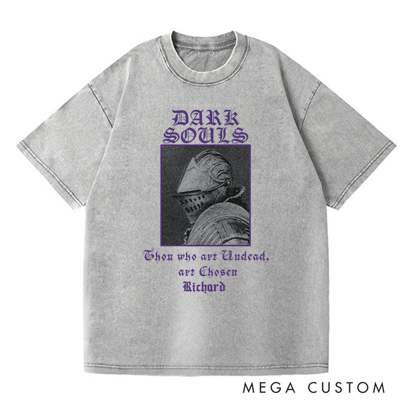 Personalized Chosen Undead Gothic Game Washed T-Shirts Video Game Tshirt Undead Shirt Halloween