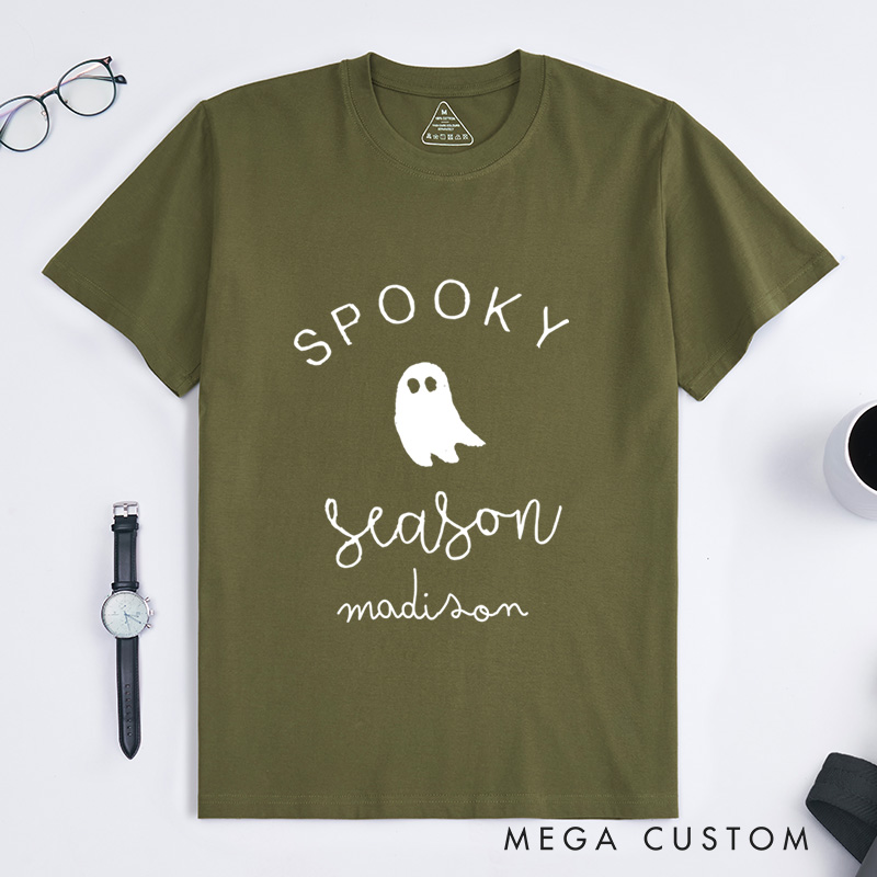Personalized Spooky Season Halloween T-Shirt Perfect for Adding a Festive and Playful Vibe to Outfits T-Shirt