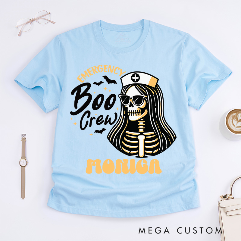 Personalized Nurse T-Shirts Emergency Boo Crew Design T-Shirts Nurse Halloween Gifts