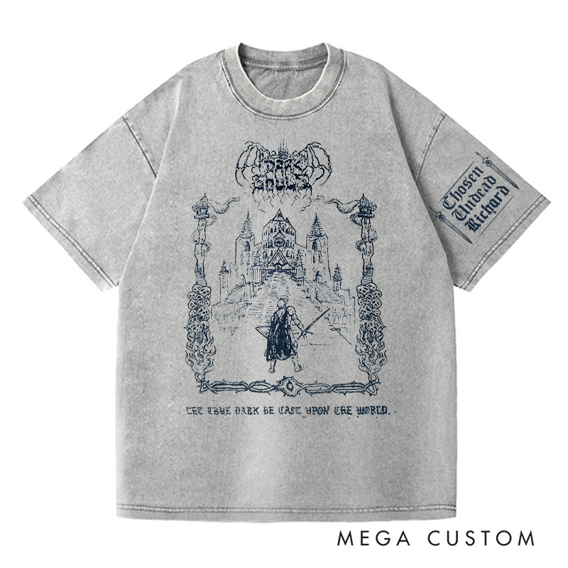 Personalized Dark World Gothic Game Washed T-Shirts Video Game Tshirt Undead Shirt