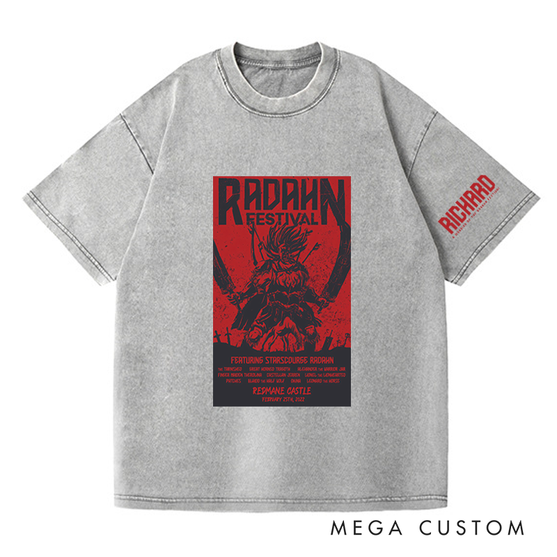 Personalized Red Radahn Festival Gothic Game Washed T-Shirts Video Game Tshirt Soulslike Shirt Music Lover