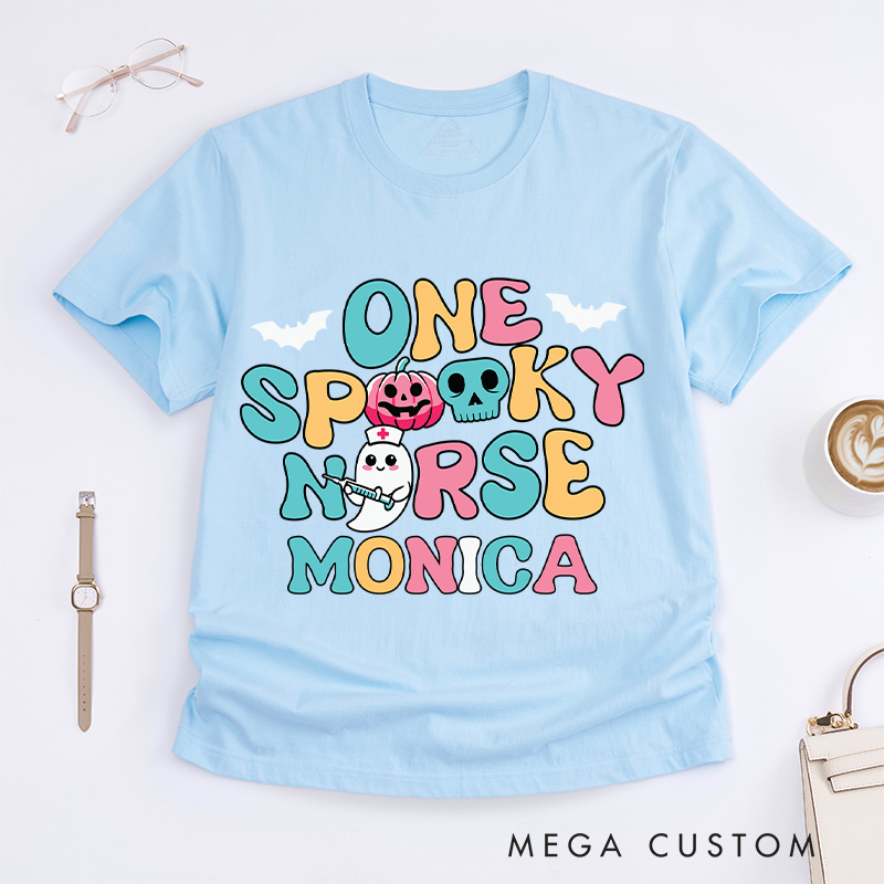 Personalized Nurse T-Shirts One Spooky Nurse Design T-Shirts Nurse Halloween Gifts