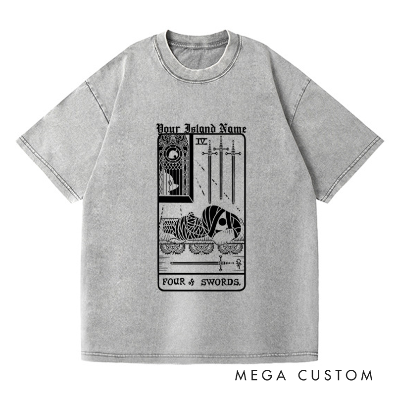 Personalized Four of Swords Washed T-Shirts Video Game Tshirt Island Building Game Shirt