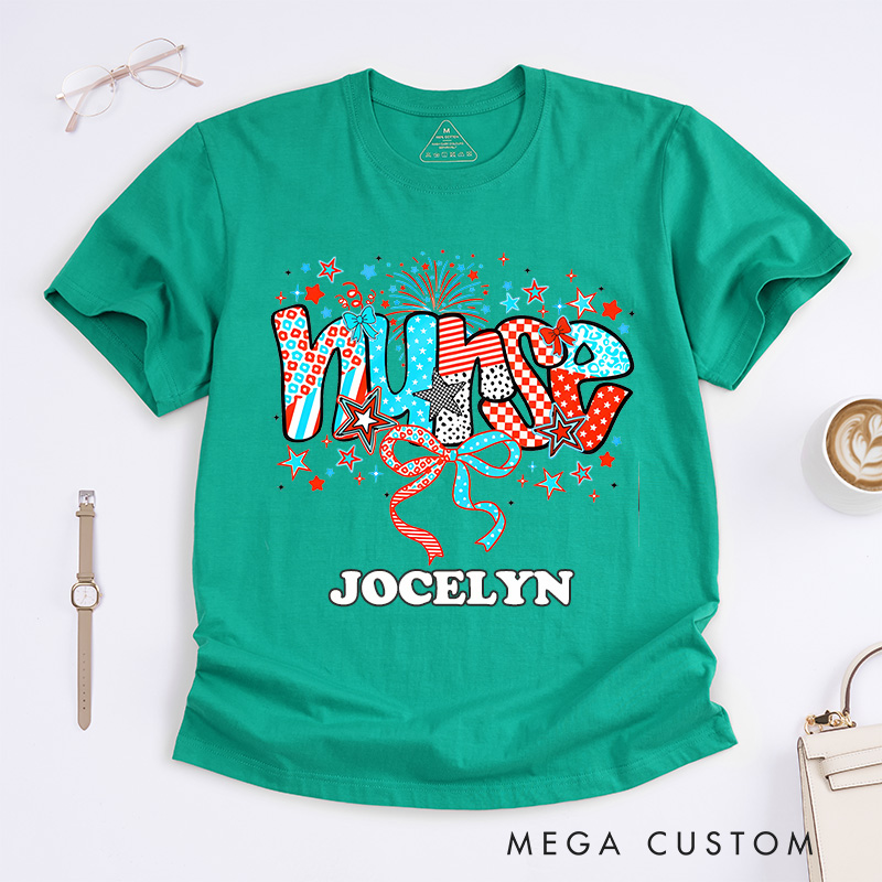 Personalized Nurse T-Shirts Patriotic Nurse Pride Fashion Design T-Shirts