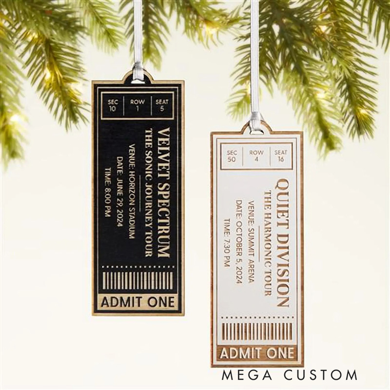Personalized Favorite Concert Ticket Personalized Wood Ornament Christmas Gift Christmas Ornament Concert Tickets Memory Ornament for Him for Her