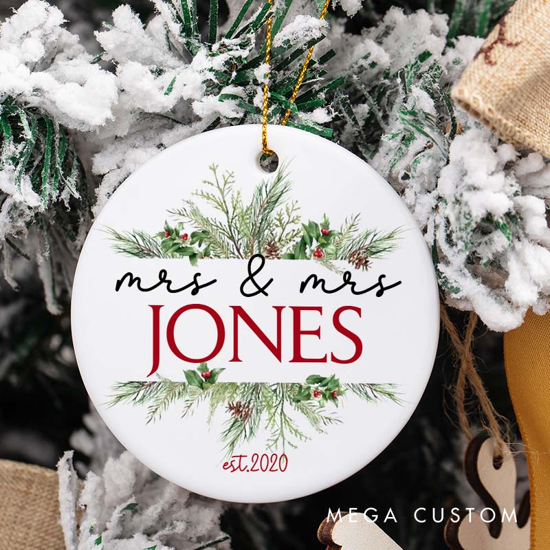 Personalized LGBTQ Christmas Ornament Lesbian Gay Married Christmas Ornament LGBTQ Ornament for Her Him