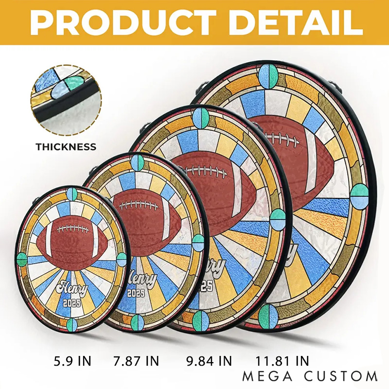 Personalized AmericanFootball Glass Window Hanging Suncatcher with Custom Name and Year