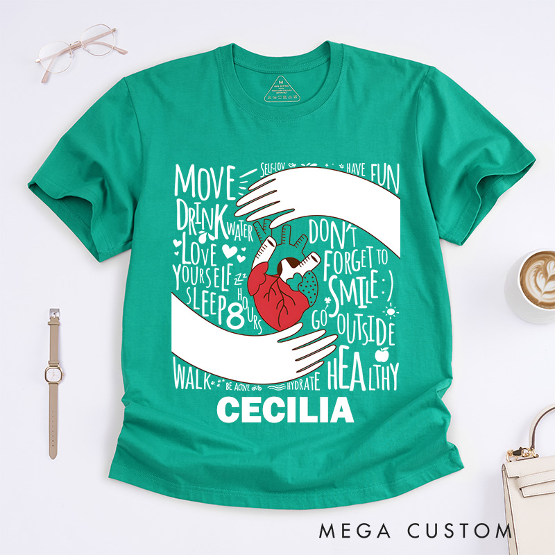 Personalized Nurse T-Shirts Hands Holding a Heart Fashion Design T-Shirts