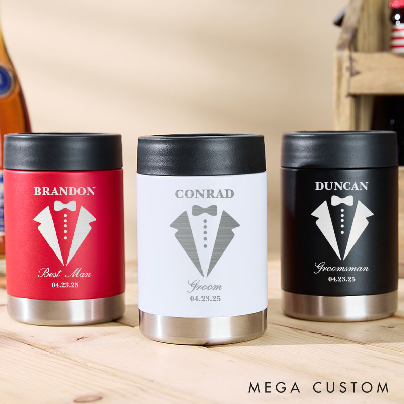 Personalized Wedding Party Can Coolers Engraved Bachelor Favors Can Holder Party Gifts for Groom Best Man