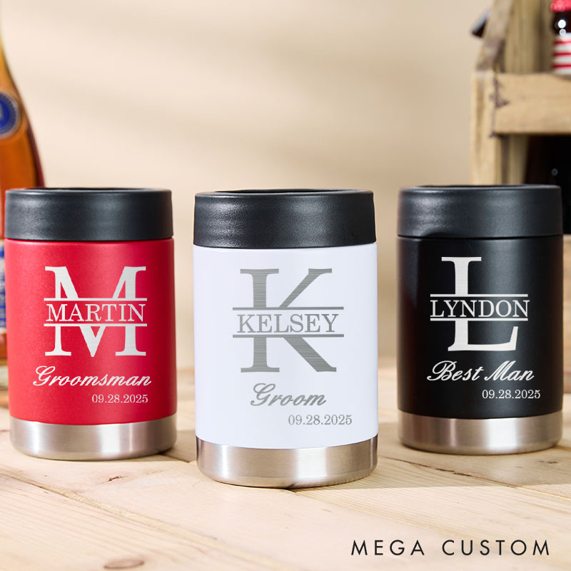 Personalized Groom Groomsman Wedding Party Can Cooler Bachelor Tumbler for Men Groomsman Proposal Keepsakes Can Holder
