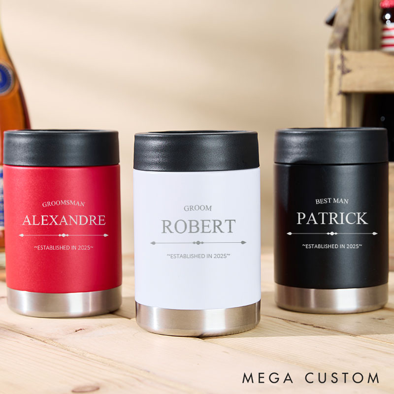 Personalized Wedding Party Can Coolers Bachelor Party Gifts for Groom Best Man Groomsmen Proposal Can Holder