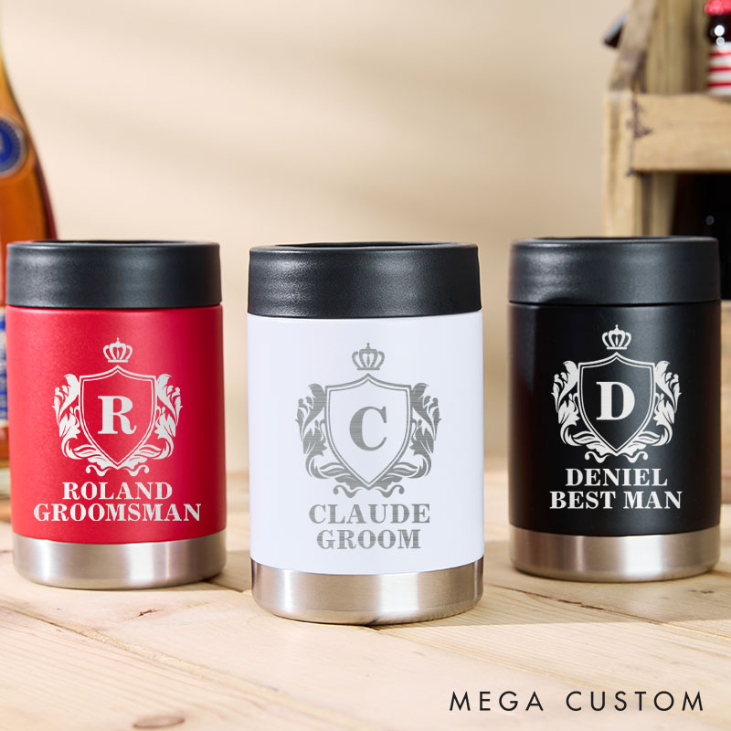 Personalized Initial Wedding Party Can Coolers Bachelor Party Can Cooler for Groom Best Man Groomsmen Proposal Can Holder