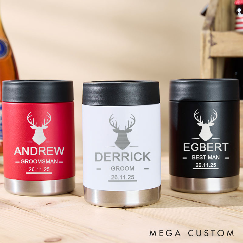 Personalized Groomsman Can Cooler Wedding Party Groom Can Cooler Bachelor Party Favors for Groom Best Man Beer Can Holder