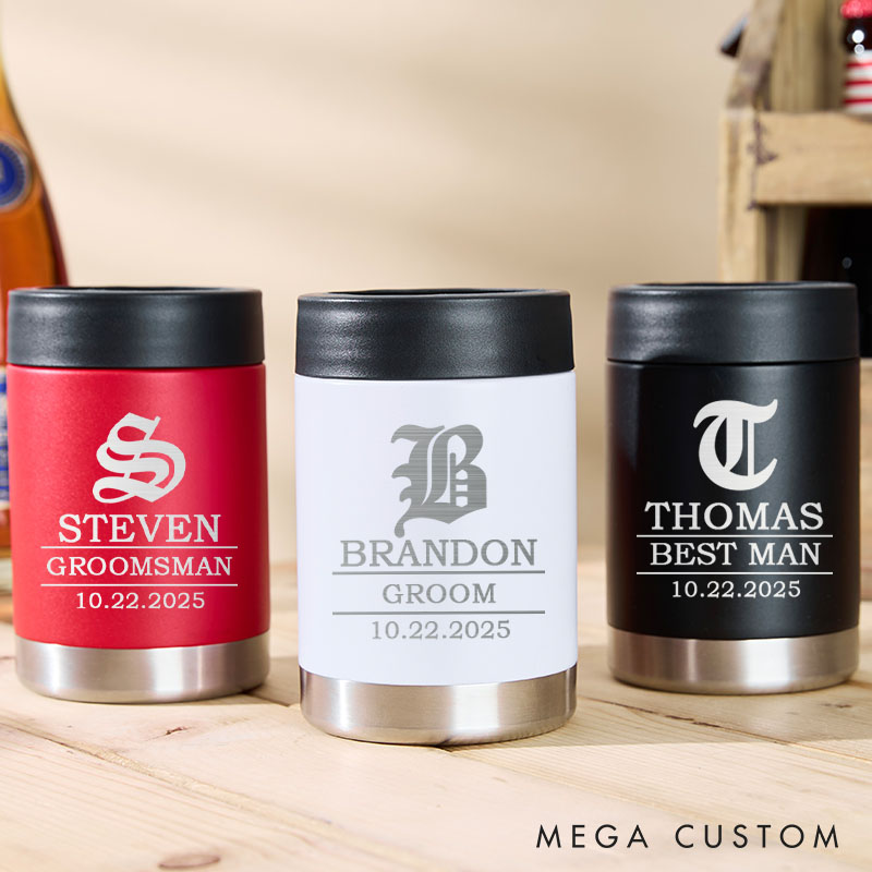 Personalized Wedding Can Coolers for Groom Best Man Proposal Can Holder Groomsmen Party Favors Beer Can Cooler Holder