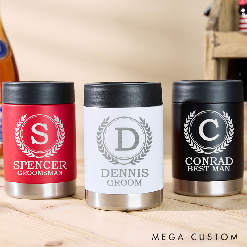 Personalized Groomsmen Can Cooler Wedding Can Cooler for Groom Bachelor Beer Can Holder Best Man Gift Beer Holder