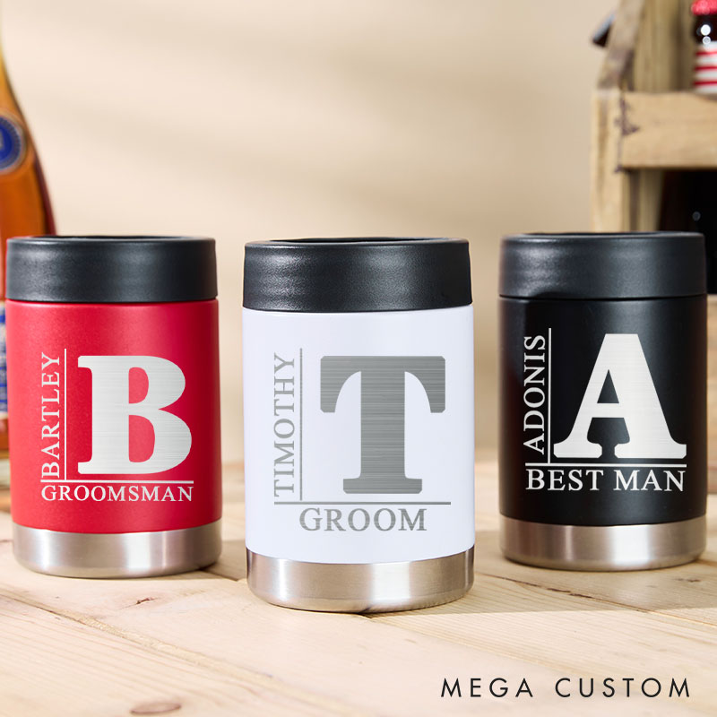 Personalized Groom Can Cooler Groomsman Bachelor Party Can Cooler Wedding Party Can Holder for Him Best Man Proposal Gift