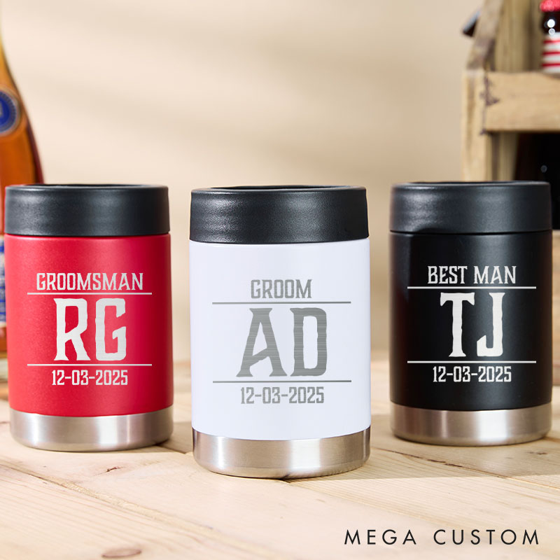 Personalized Groom Groomsman Can Cooler Men's Wedding Can Cooler Best Man Proposal Gift Can Cooler Bachelor Party Favors Him