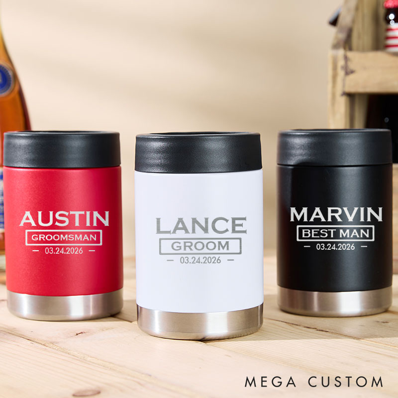 Personalized Best Man Can Cooler Groomsman Beer Can Holder Wedding Groom Club Can Coolers for Men Bachelor Party Can Cooler