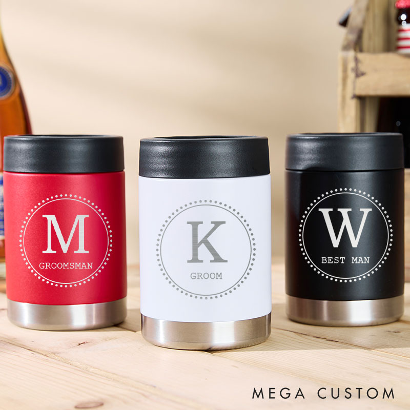 Personalized Groomsmen Beer Can Cooler Best Man Can Holder Wedding Party Favors Can Cooler for Men Bachelor Can Holder