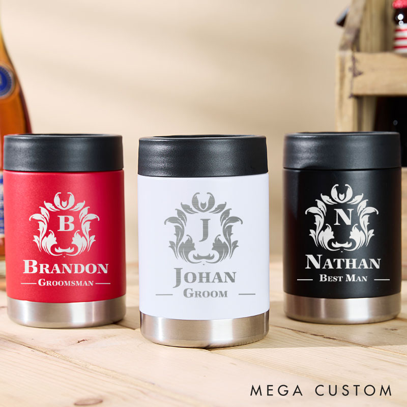 Personalized Groom Club Can Cooler Men’s Wedding Party Can Cooler for Him Groomsmen Favors Beer Can Cooler Bachelor Can Holder