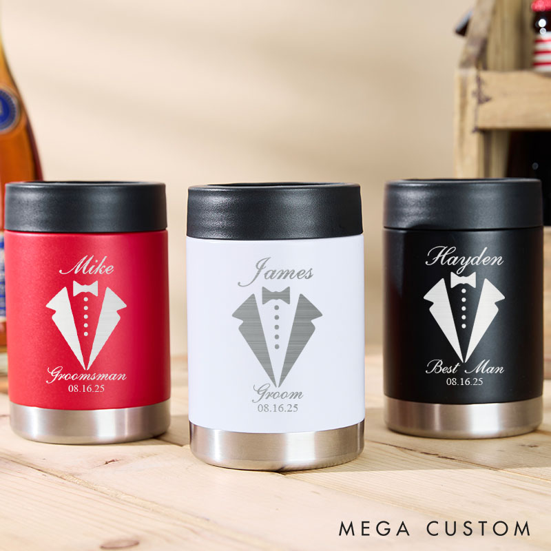 Personalized Groomsmen Can Cooler Best Man Proposal Favors Can Holder Groom Club Gift Men’s Beer Can Holder