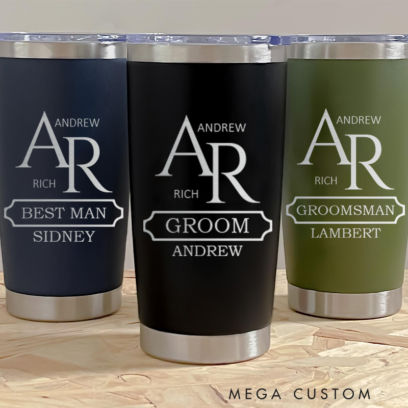 Personalized Insulated Tumbler 20oz Tumbler for Groomsmen Bachelor Party Favor Tumbler Groomsman Proposal Gift Tumbler
