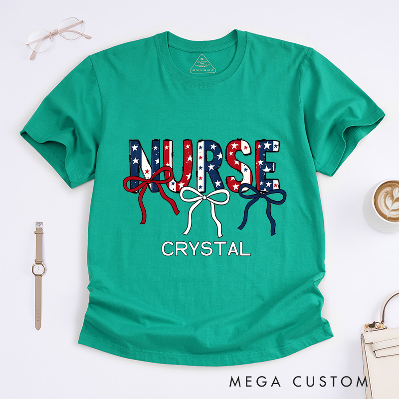 Personalized Nurse T-Shirts Stars and Stripes Nurse Pride Fashion Design T-Shirts