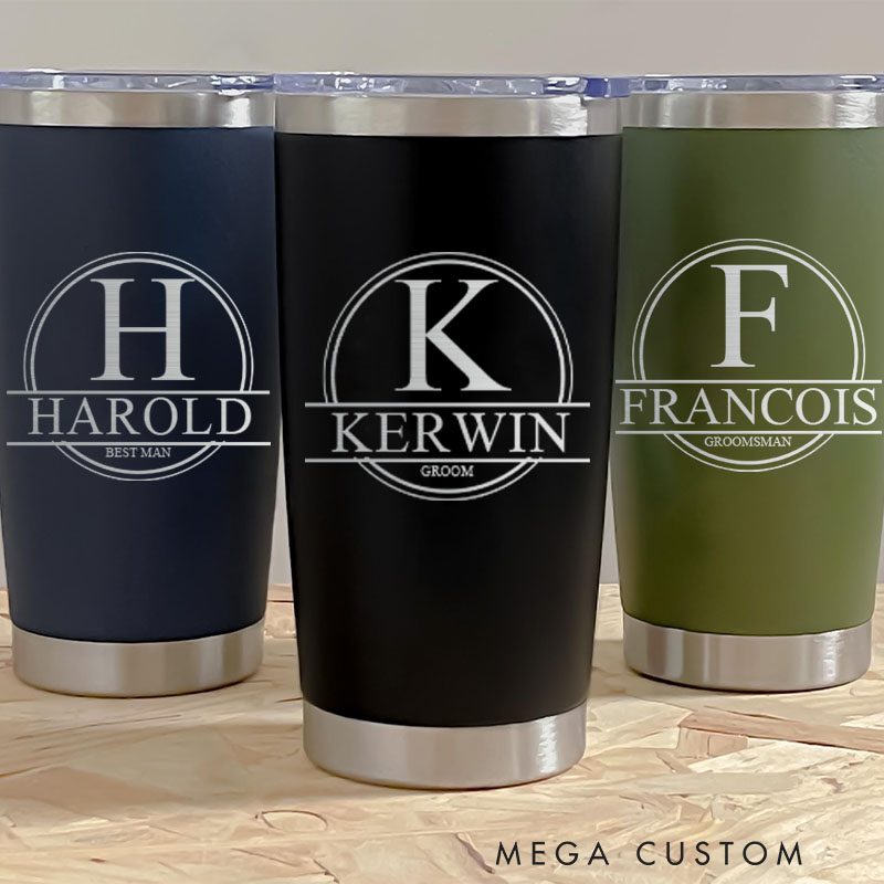 Personalized Groomsman Gift Tumbler 20oz Insulated Tumbler Wedding Favors Tumbler for Groomsmen Bachelor Party Gift