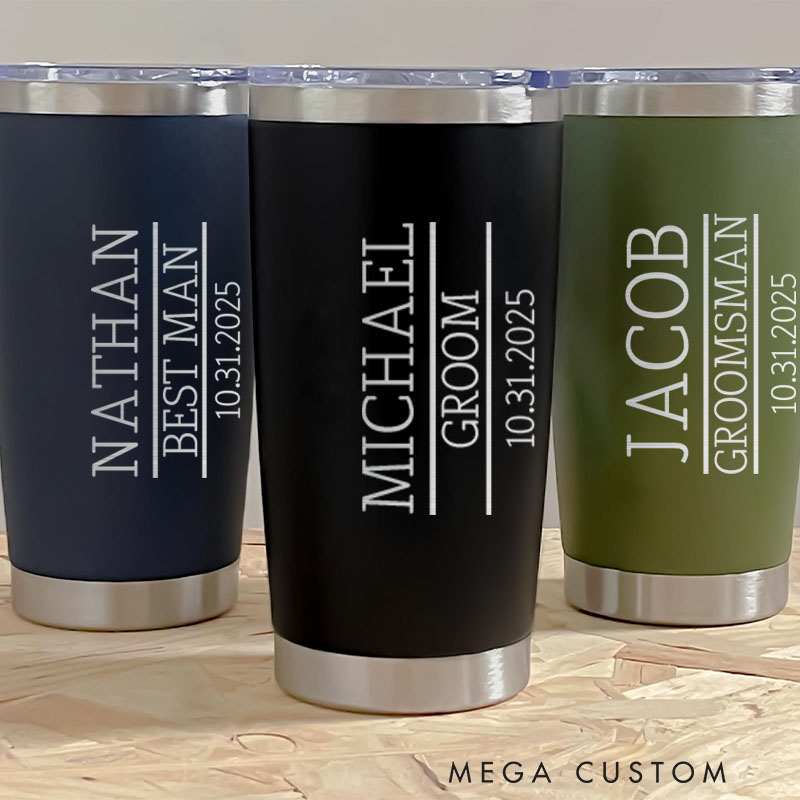 Personalized Groomsman Proposal Gift Tumbler Best Man Gift Insulated 20oz Tumblers for Groomsmen Bachelor Party Favor Water Bottle