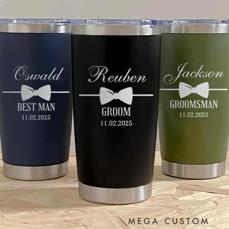 Personalized 20oz Best Man Tumbler Groomsman Proposal Tumbler Men’s 20oz Insulated Tumbler Bachelor Party Favors Gift