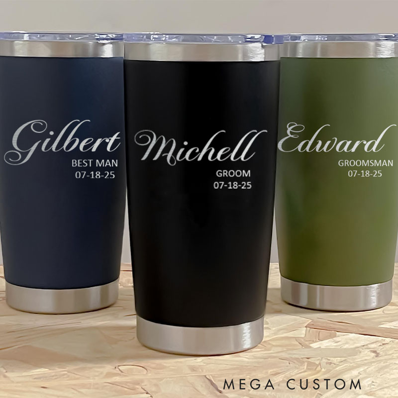 Personalized Wedding Favors Tumbler Insulated Groomsman Tumbler 20oz Tumbler for Groomsmen Best Man Gift Groom Gift Bachelor Party Favor 