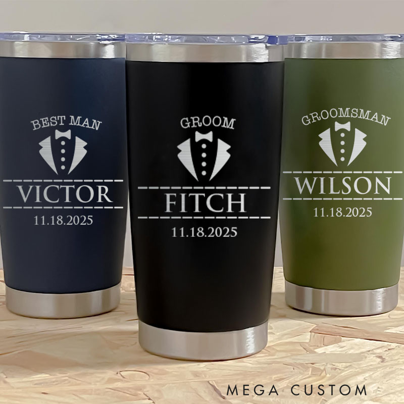 Personalized Groomsman Insulated Tumbler 20oz Tumbler for Groomsmen Bachelor Party Favor Tumbler Best Man Gift Water Bottle Groom Gift