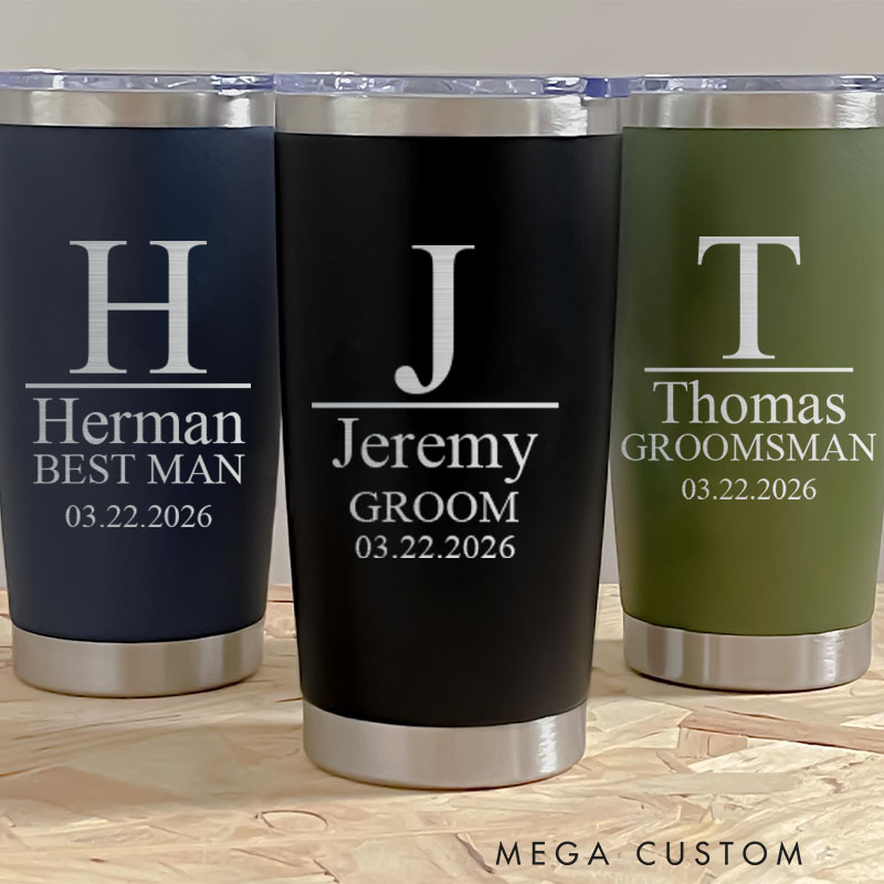 Personalized Wedding Favors Insulated Tumbler for Groomsmen Bachelor 20oz Tumbler Groomsman Proposal Tumbler Best Man Gift Groom Gift