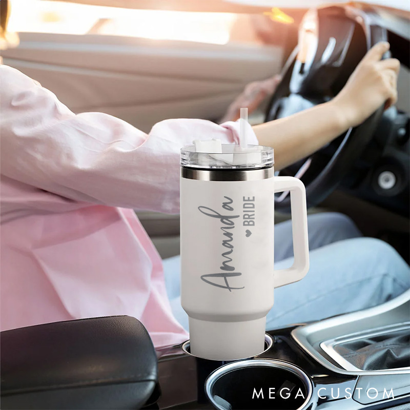 Personalized Stylish Bridesmaid Name 40oz Tumbler Maid of Honor Tumbler with Lid and Straw Bride Bachelorette Party Gift for Her Bridal Shower Tumbler
