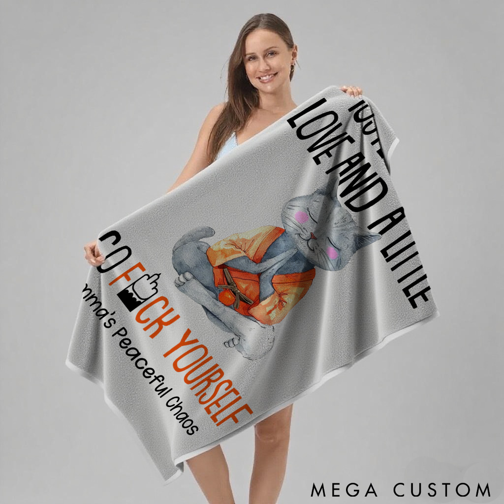 Personalized Funny Cat Superpower Towel with Humorous Text Design Perfect Gift for Yoga Lover and Cat Lover