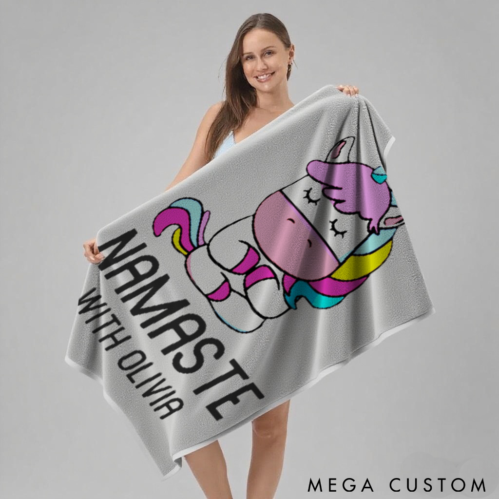 Personalized Unicorn Yoga Beach Towel Yoga Towel Perfect for Beach, Yoga, Swimming, and Hiking Adventures