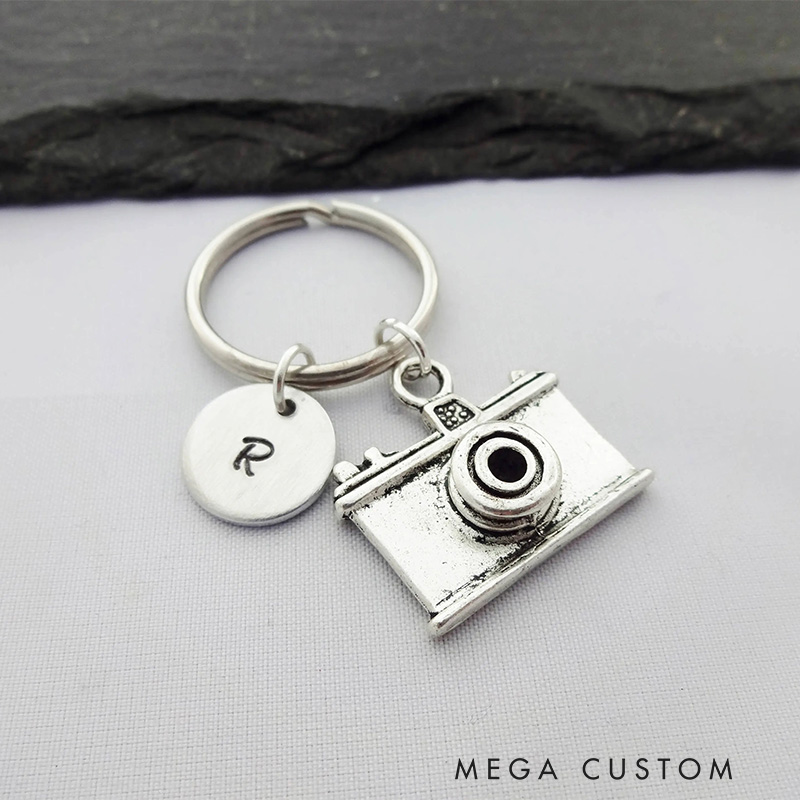 Personalised Camera Keyring Initial Keyring Photographer Keyring Photography Keyring Photography Keychain Photography Gift