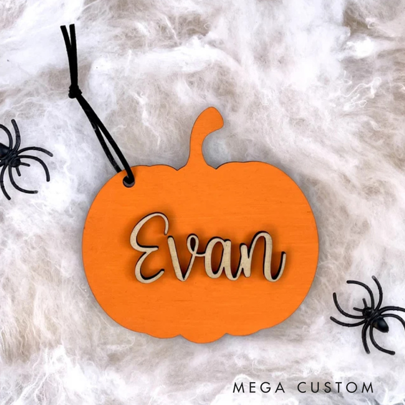 Personalized Halloween Hanging Ornaments Wooden Boo Name Tag Halloween Decor