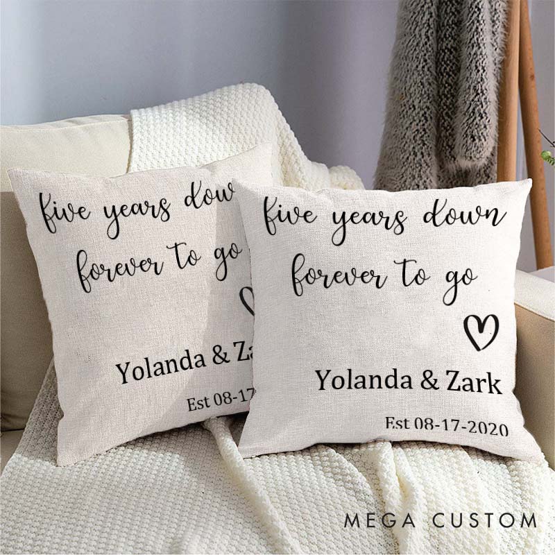 Personalized Couple Anniversary Pillow "Two Years Down, Forever To Go" Anniversary Pillow Husband Wife Wedding Anniversary Gift